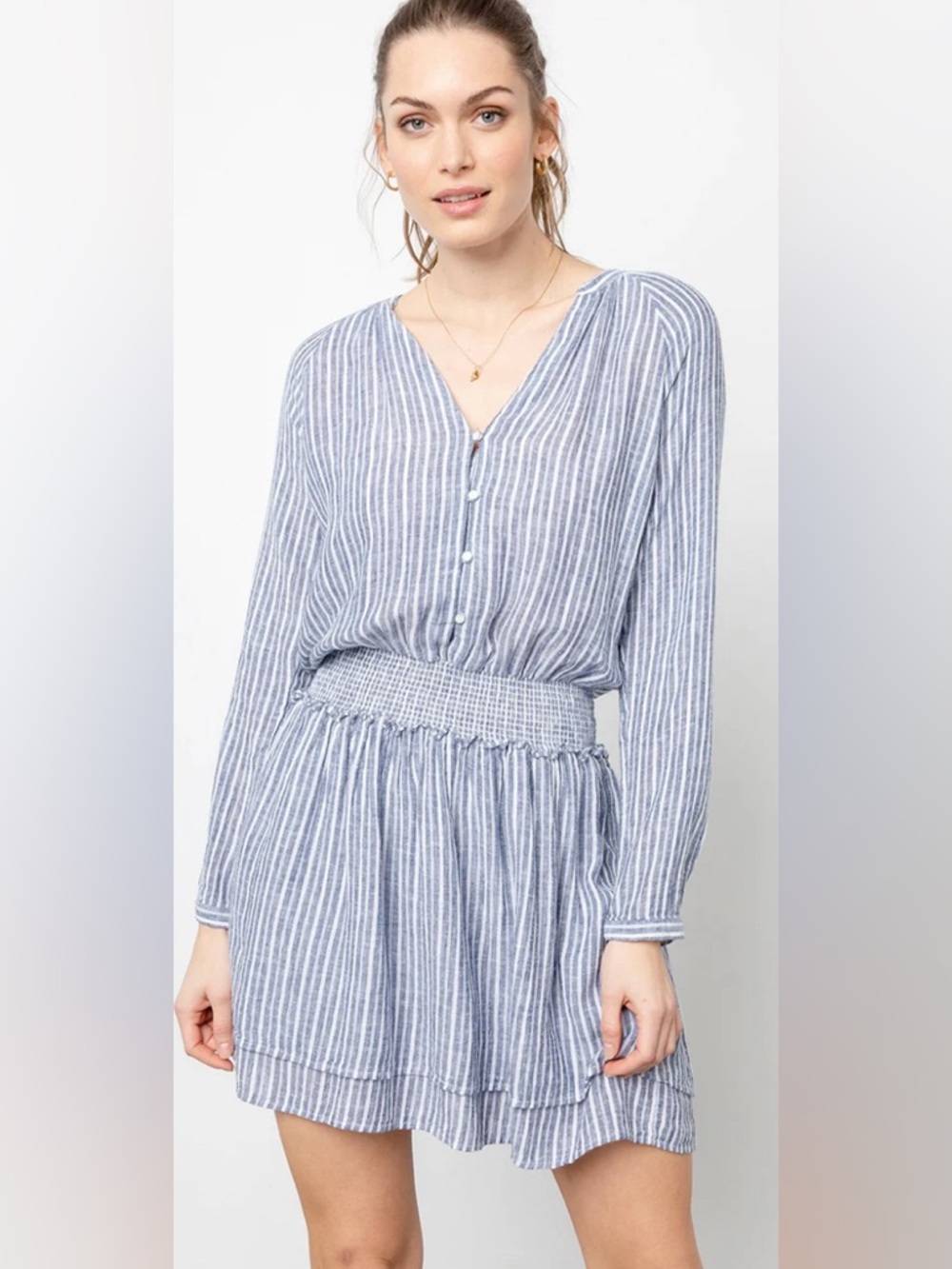 (NWT) Rails Jasmine Linen Dress Tibet Stripe In Gray And White Women’s S - Picture 4 of 10